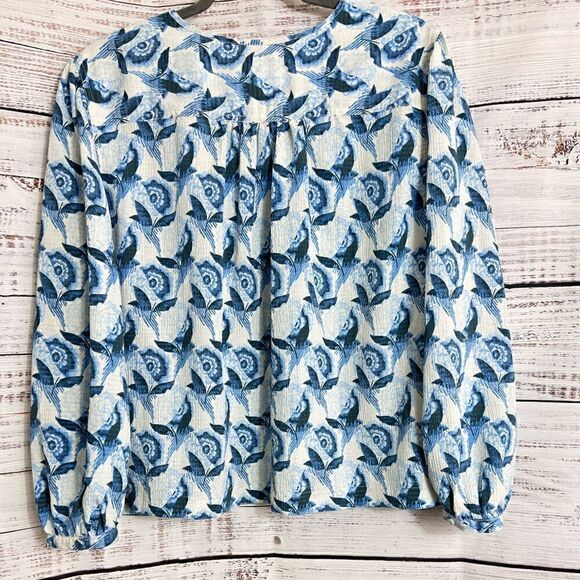 Treasure and Bond Top Womens Size large Popover Blouse light Boho Floral - Picture 4 of 12